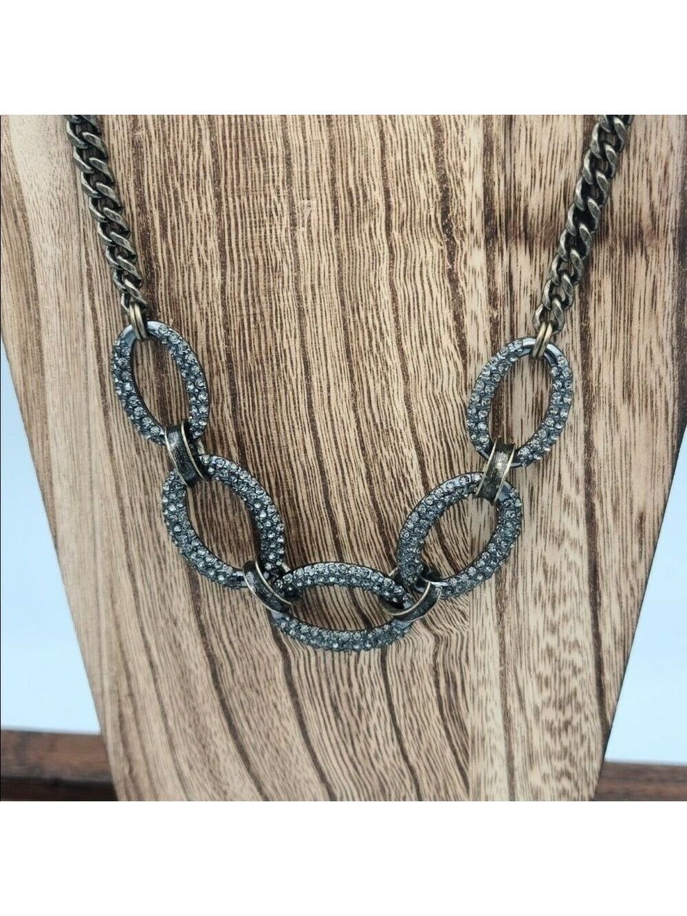 Loft Gunmetal and Rhinestone Link Princess Necklace